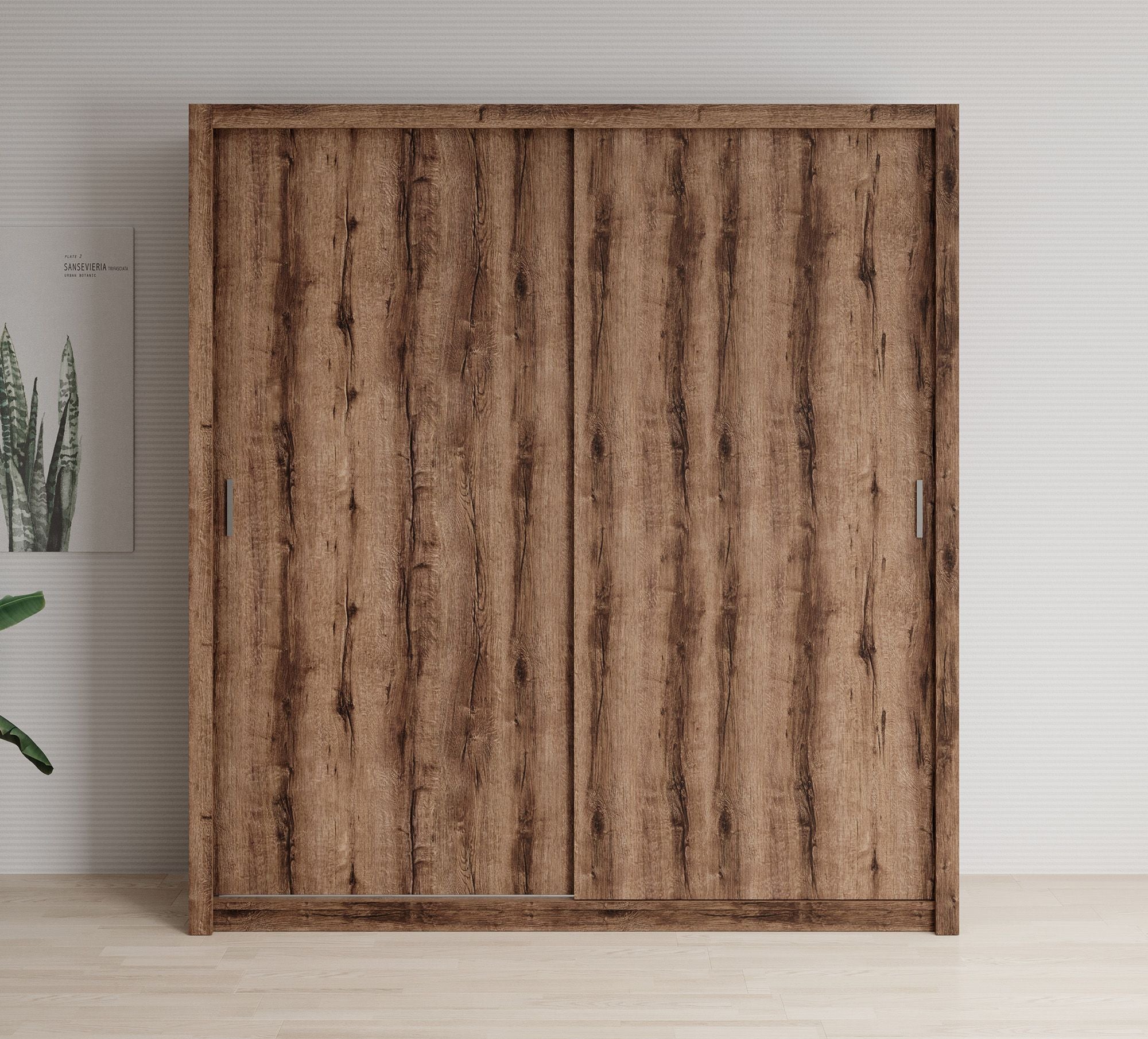 Blake - Kledingkast met schuifdeuren - Donker eiken - 200x62x215 cm
