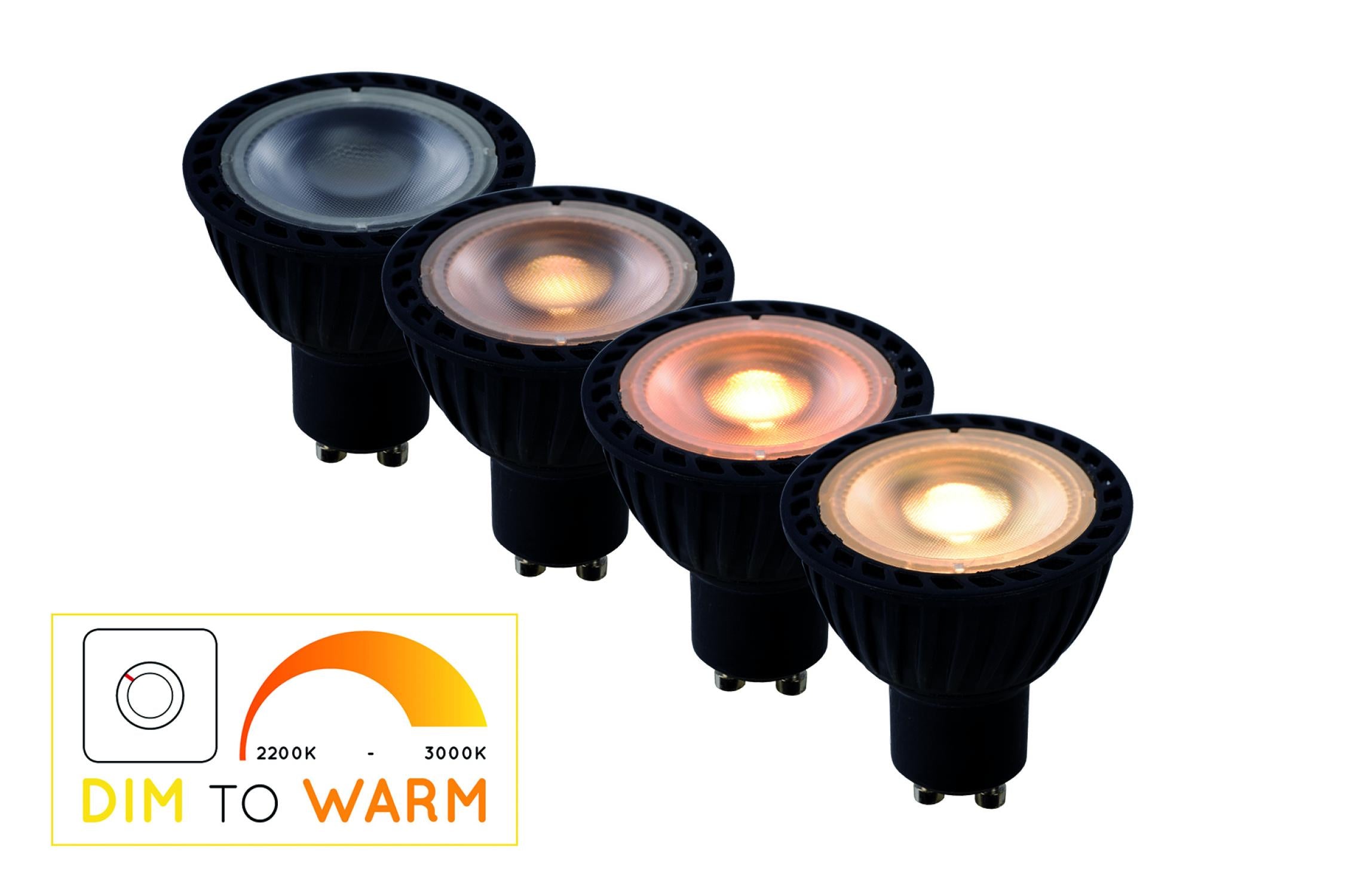 MR16 LED lichtbron GU10 5W dim to warm zwart