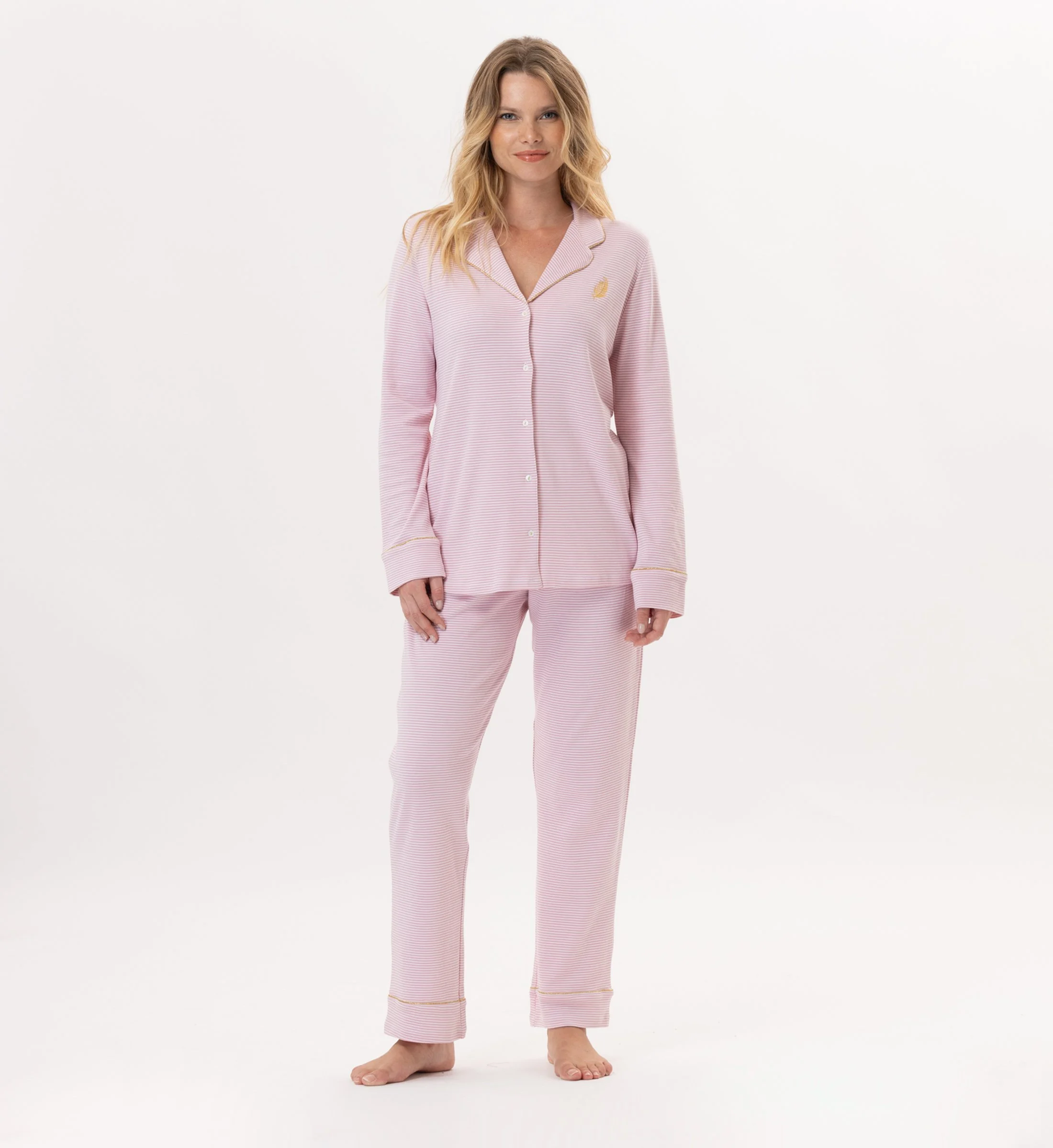 GARANCE 806 - Pyjama boutonné en coton | Rose