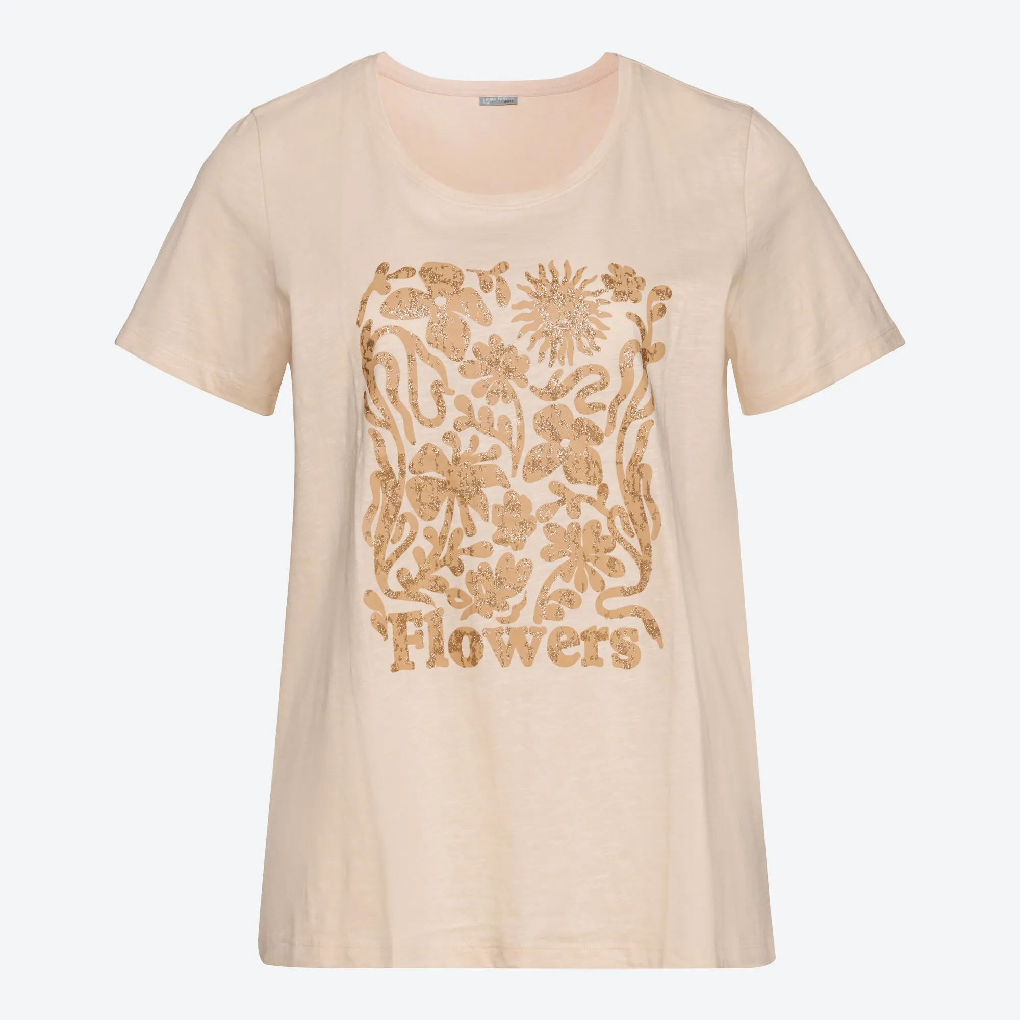 Damen-T-Shirt mit glitzerndem Frontaufdruck, große Größen