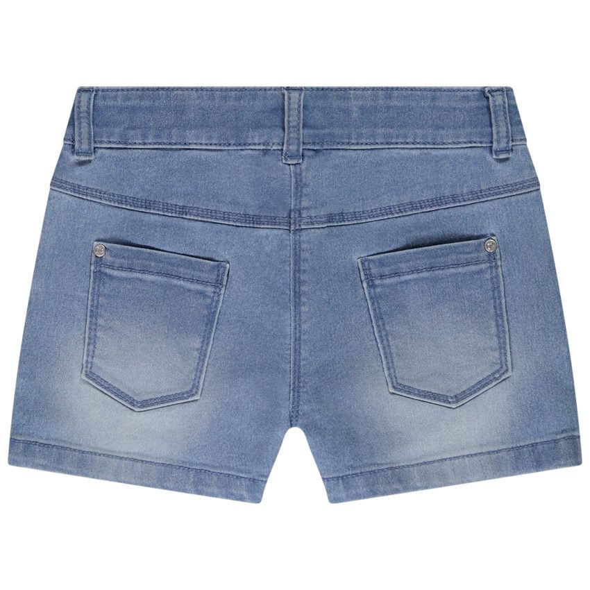 Short en denim effet délavé pour fille - Bleu