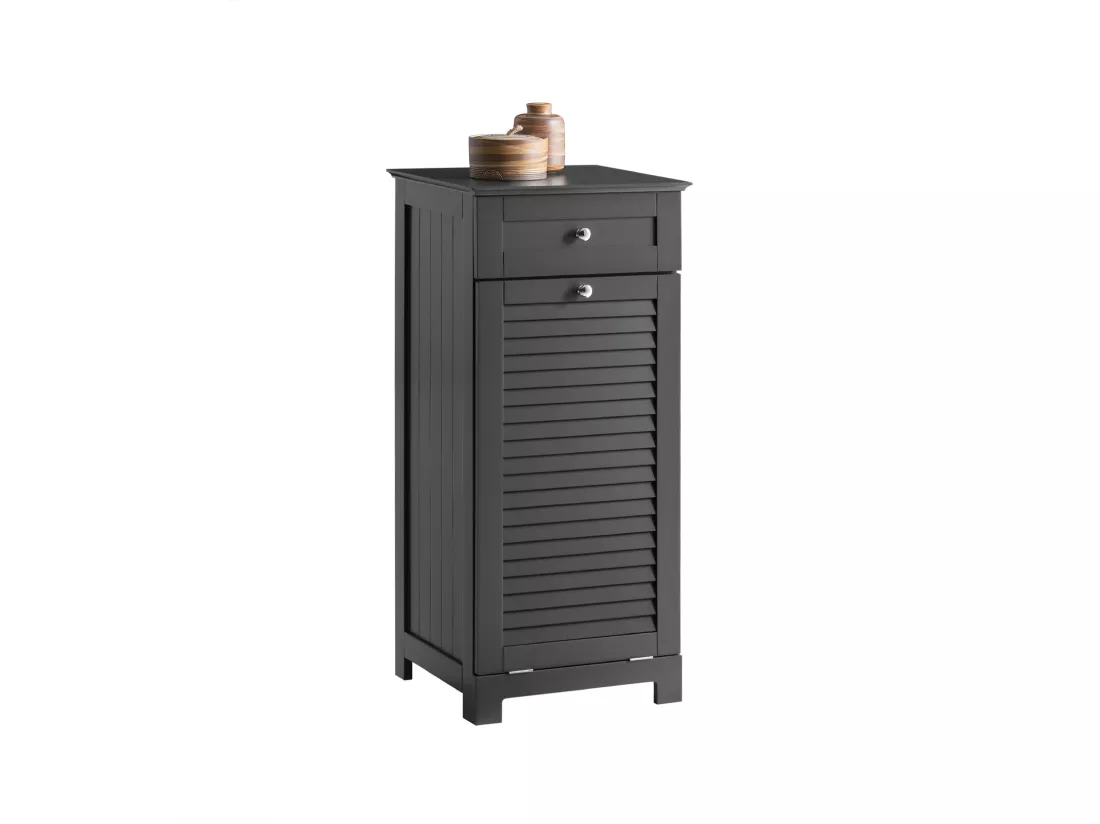 SoBuy Meuble Bas de Salle de Bain Armoire Toilette avec 1 Tiroir et 1 Panier à Linge, BZR73-DG