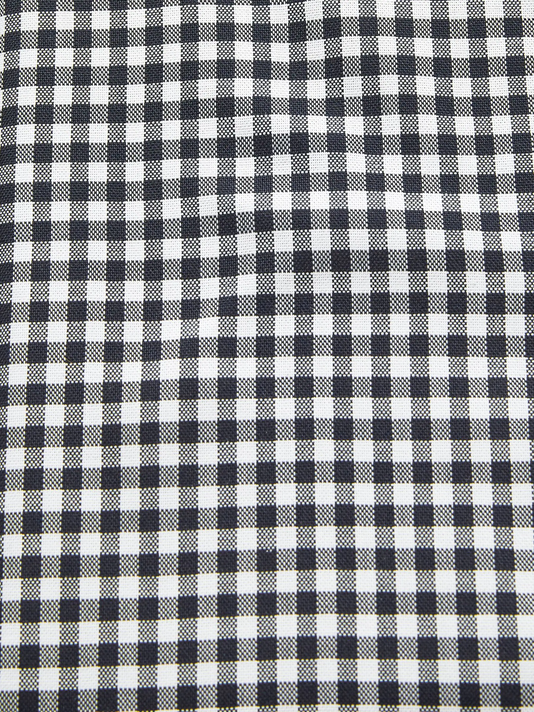 Marineblauw-wit ginghamruitje - Strijvrij Oxford overhemd met korte mouwen en knopen
