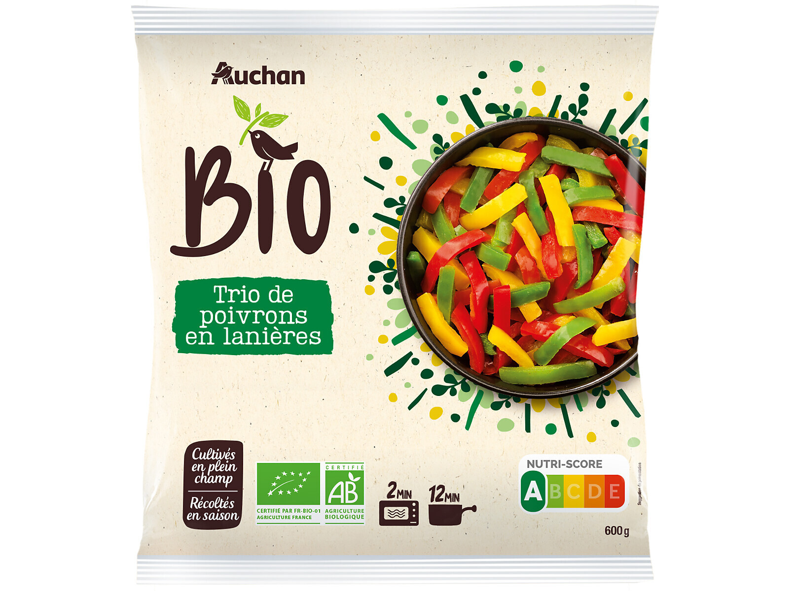 TRIO PIMENTOS CRUS AUCHAN BIO 600 G