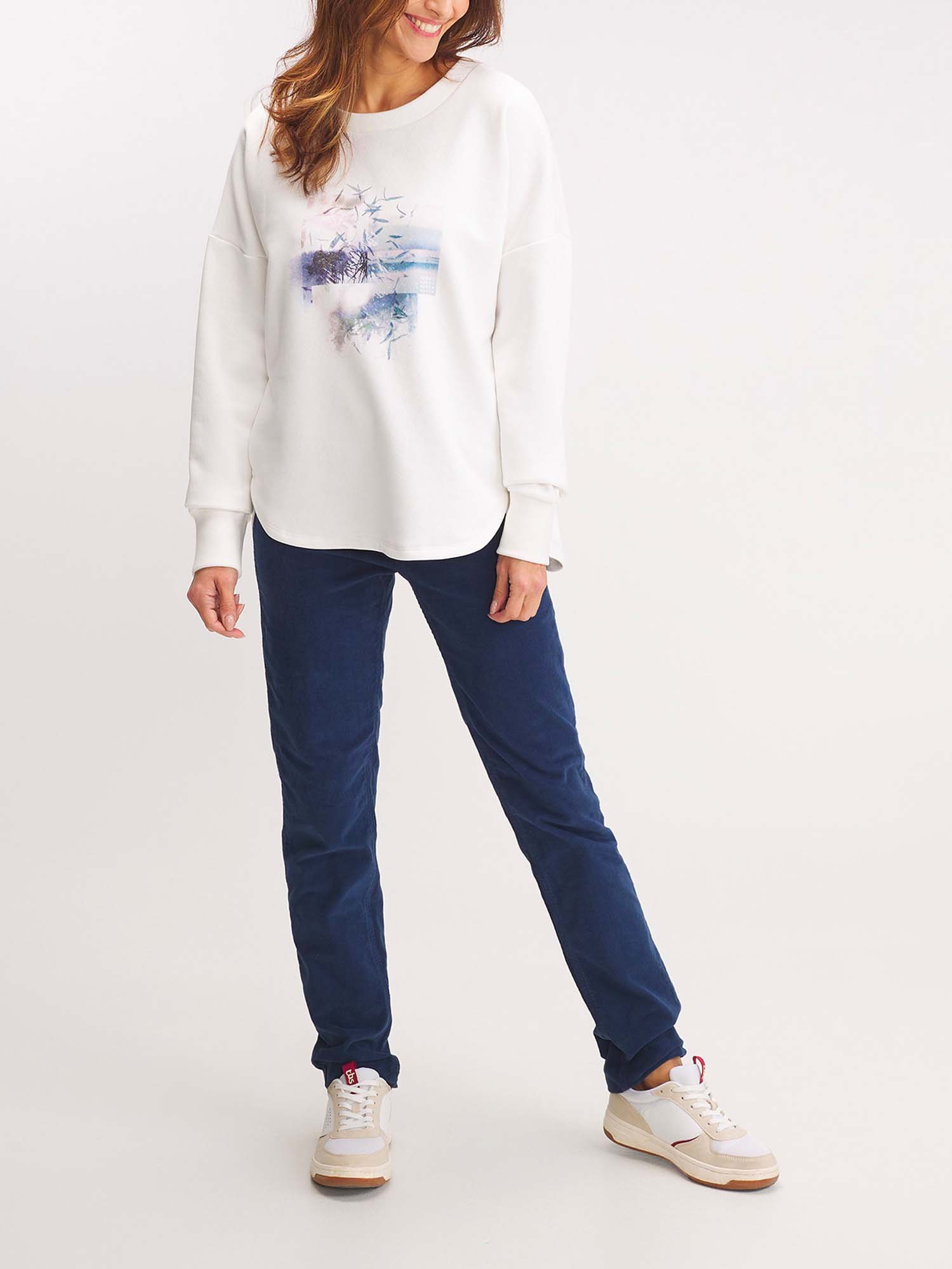 Sweat Molleton Femme A Motif Blanc