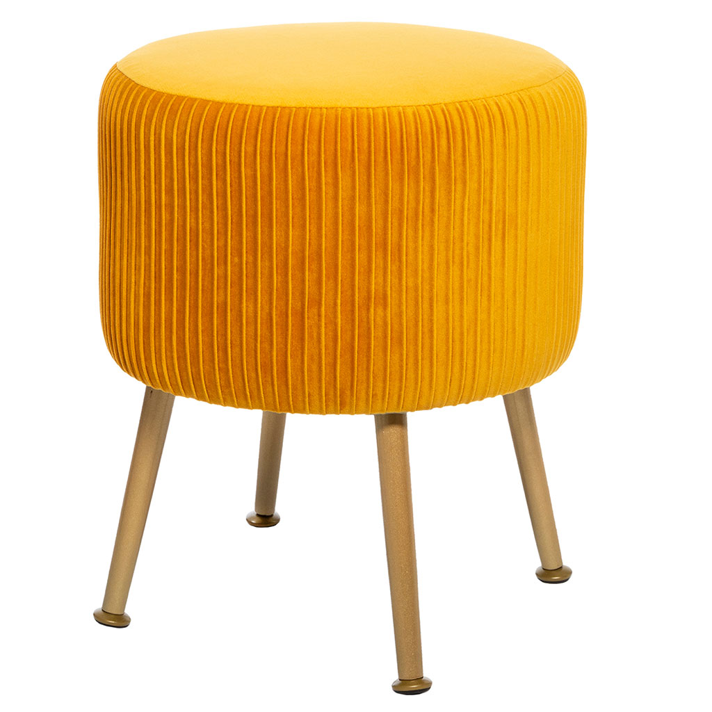 Tabouret SOLARO velours ocre 35x41x35cm