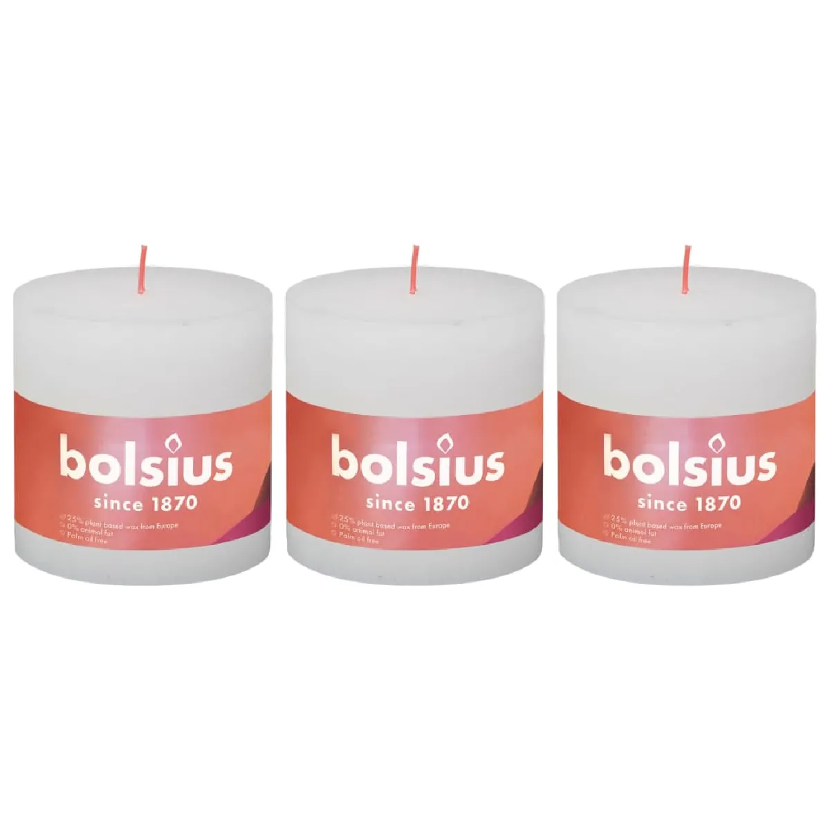 Bolsius Bougies pilier rustiques Shine 3 pcs - Blanc nuageux