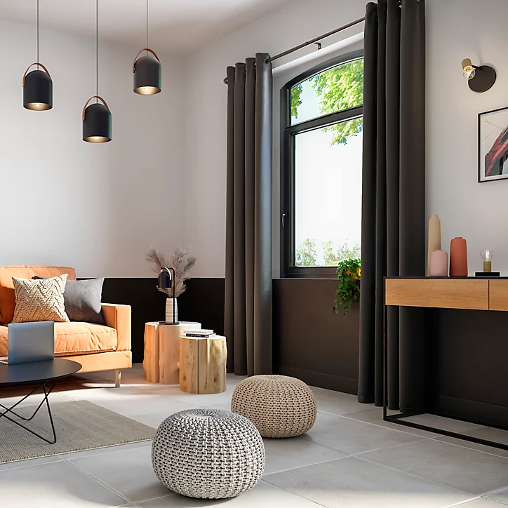 Barre à rideaux industriel extensible noir mat Araxos GoodHome L. 120/210 x Ø16/19 cm
