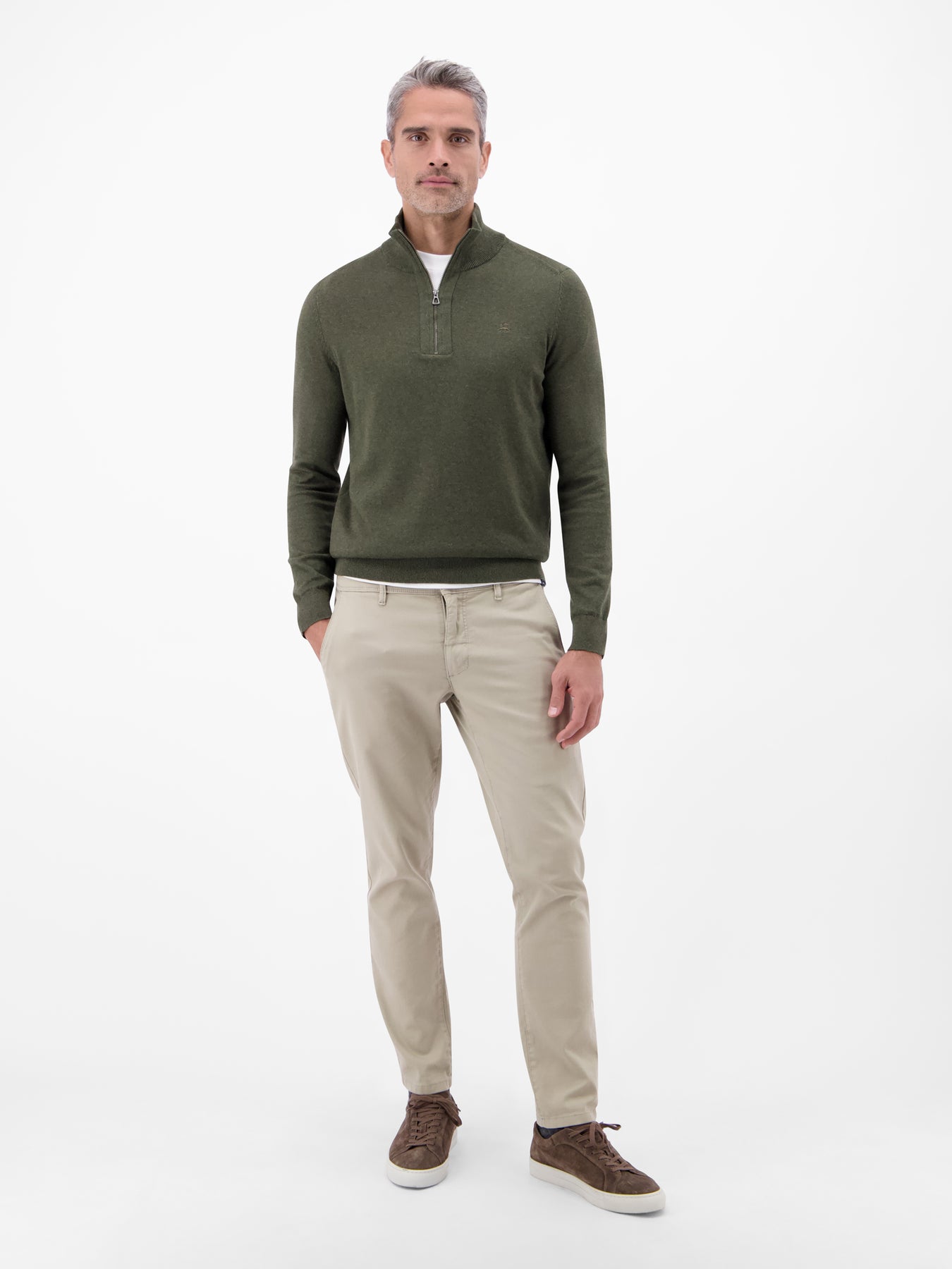 Flachstrickpullover mit Troyerkragen
