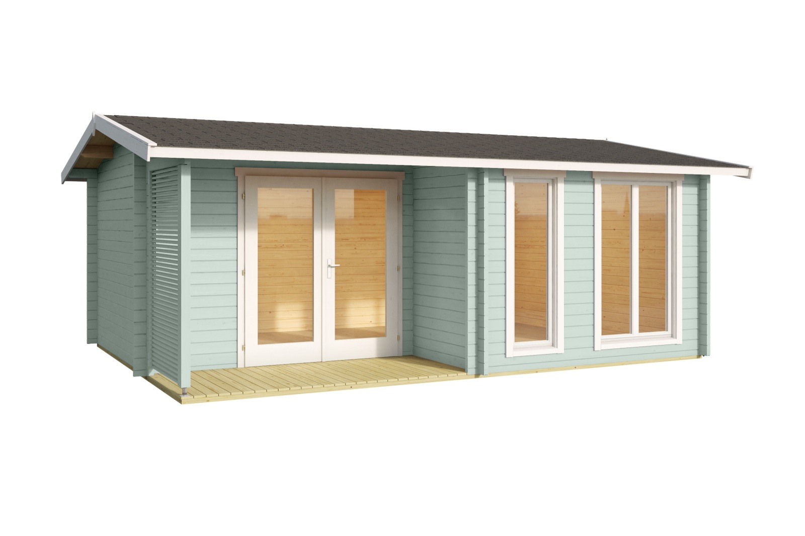 Gartenhaus BRIGHTON 44 - gletschergrün - Fichte massiv - 520x370 cm