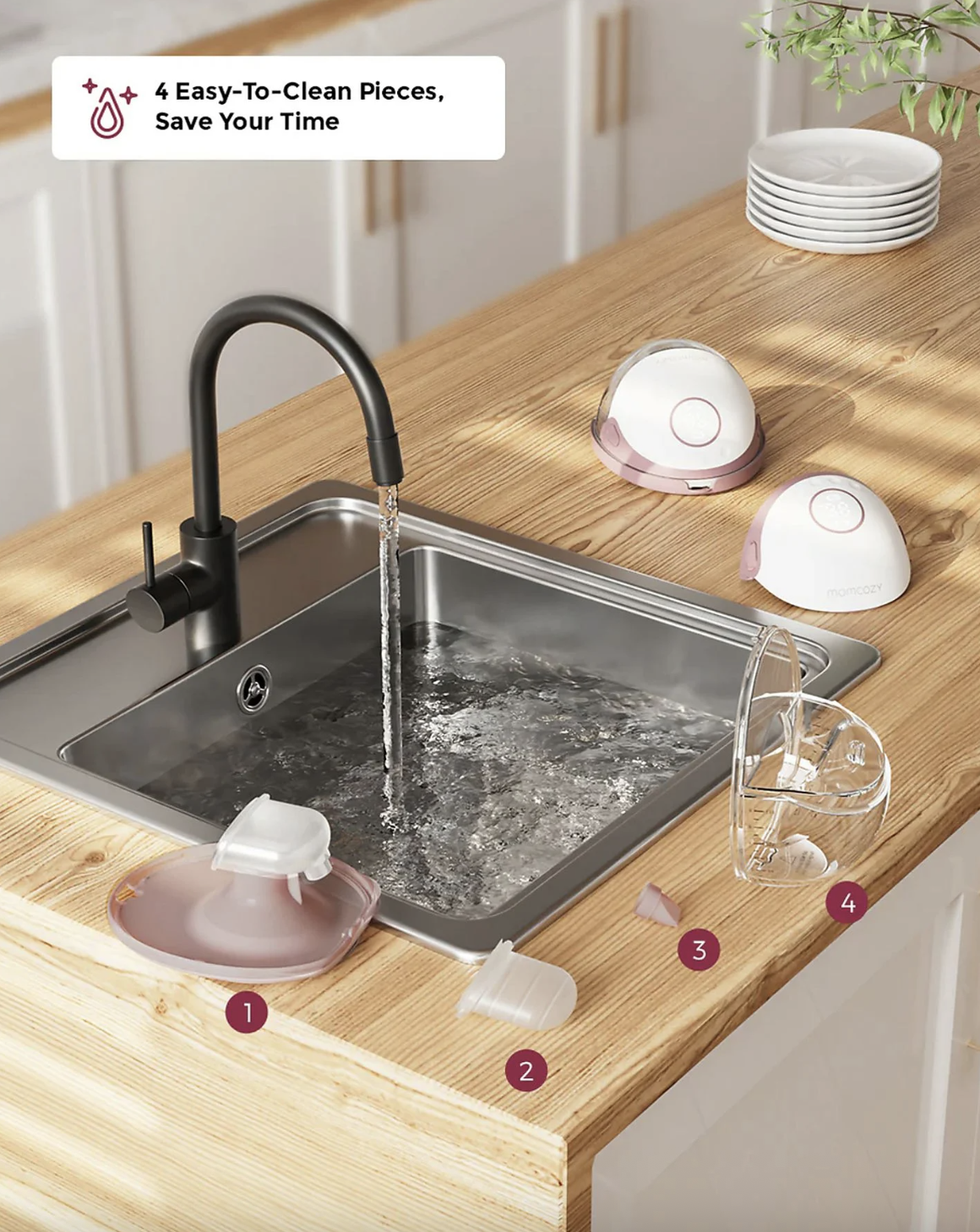 Mobile Style M6 Single Baby Mutter Milchpumpe Freihändige Brustpumpe für Unterwegs (BP318-IR00BA-A) - Maroon