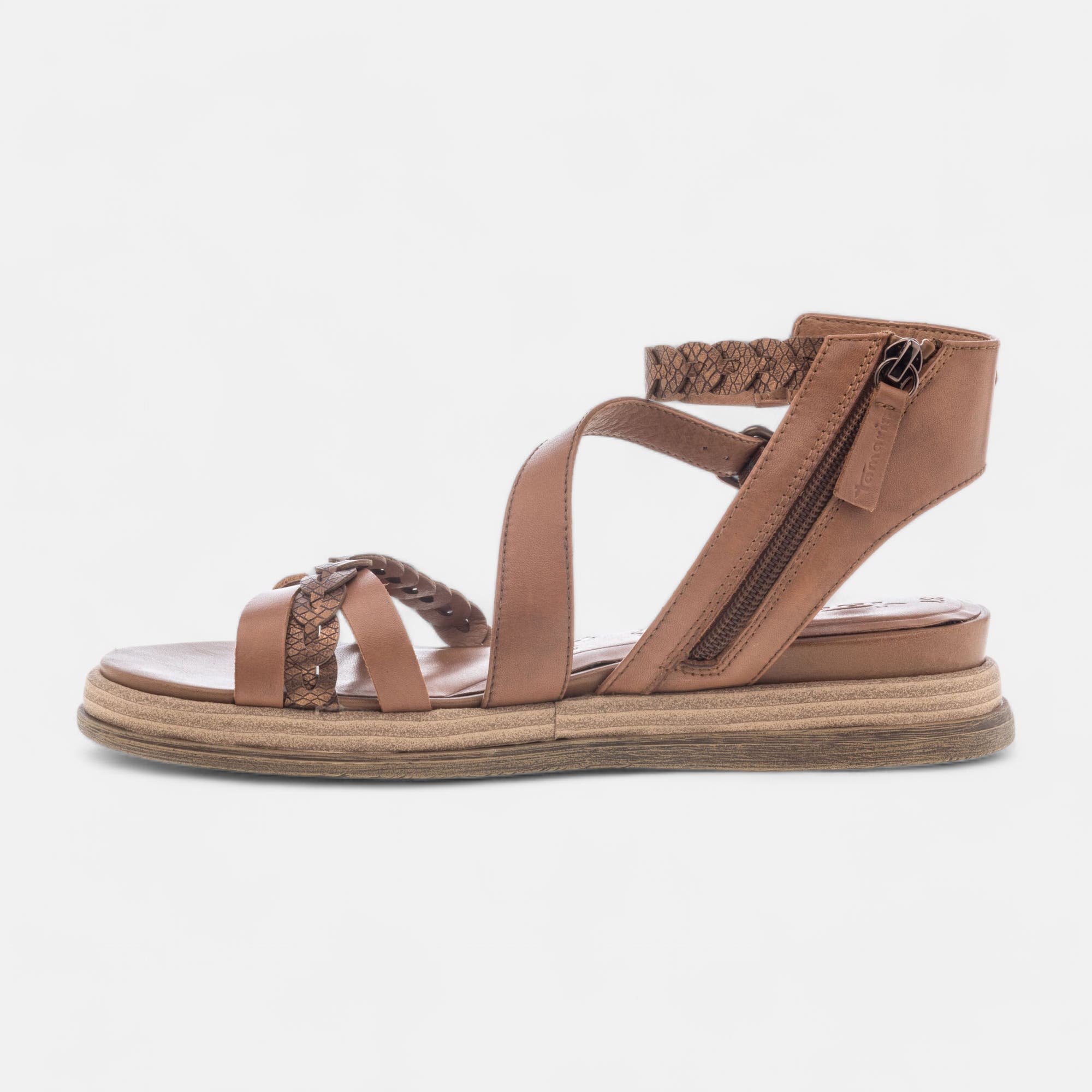 Sandales Femme en cuir cognac