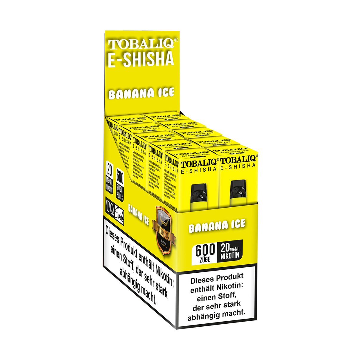TobaliQ E-Shisha 600Puffs – 20mg Nikotin – Banana Ice 10er Pack