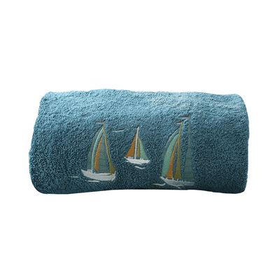 Linge de toilette brodé bateaux - 450 g/m²