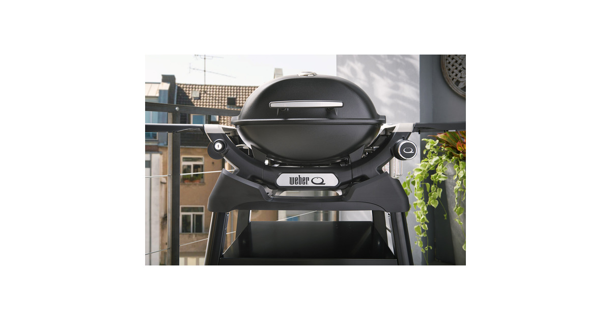 WeberQ 1200N gasbarbecue met zijtafels en compact onderstel  (Zwart, 1 Brander | Propaan/butaan)