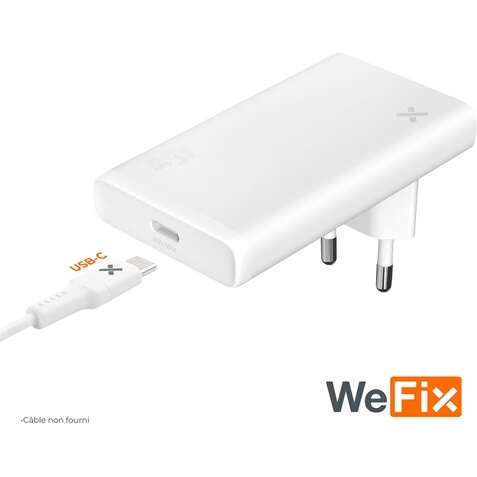 Chargeur pour téléphone mobile Wefix de voyage secteur 45 W Plat Blanc
