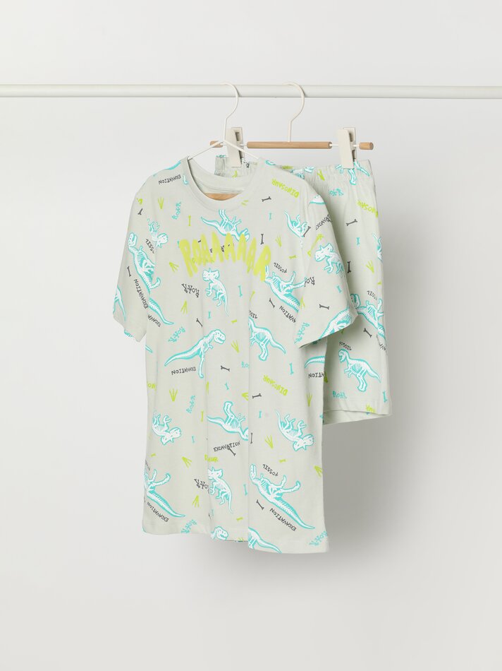 Conjunto de pijama estampado - Cinza claro