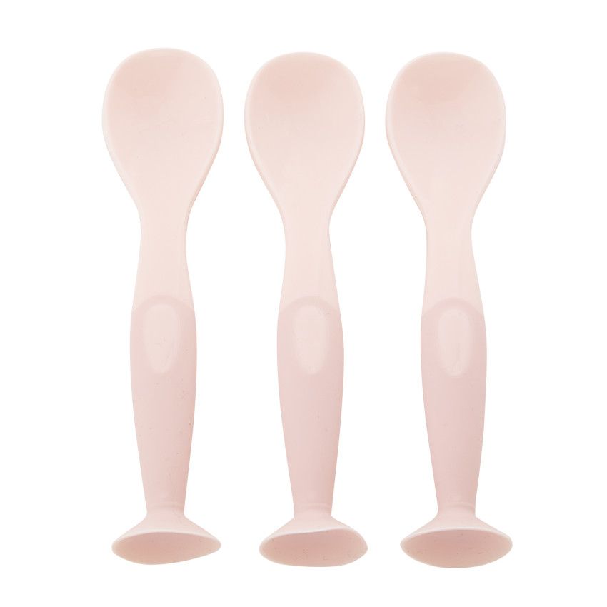Lot de 3 couverts à ventouse Yummix rose - Ecru