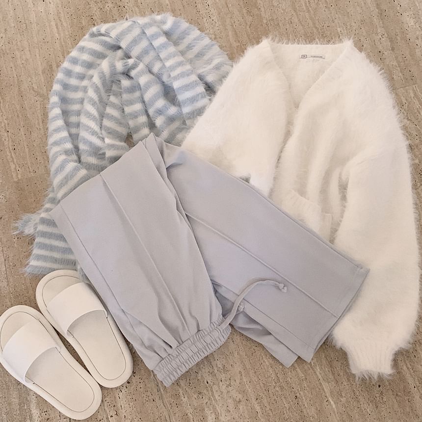 Glotto - Hoge taille trekkoord rechte joggingbroek