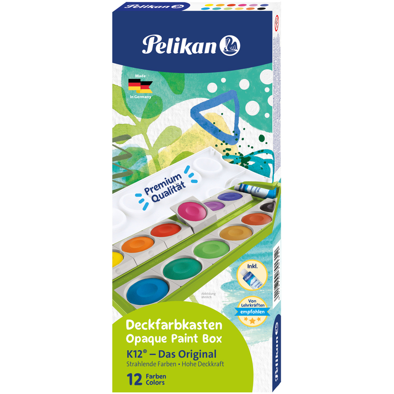 Pelikan Malkasten Deckfarbe K12, assortiert, 12 Stück