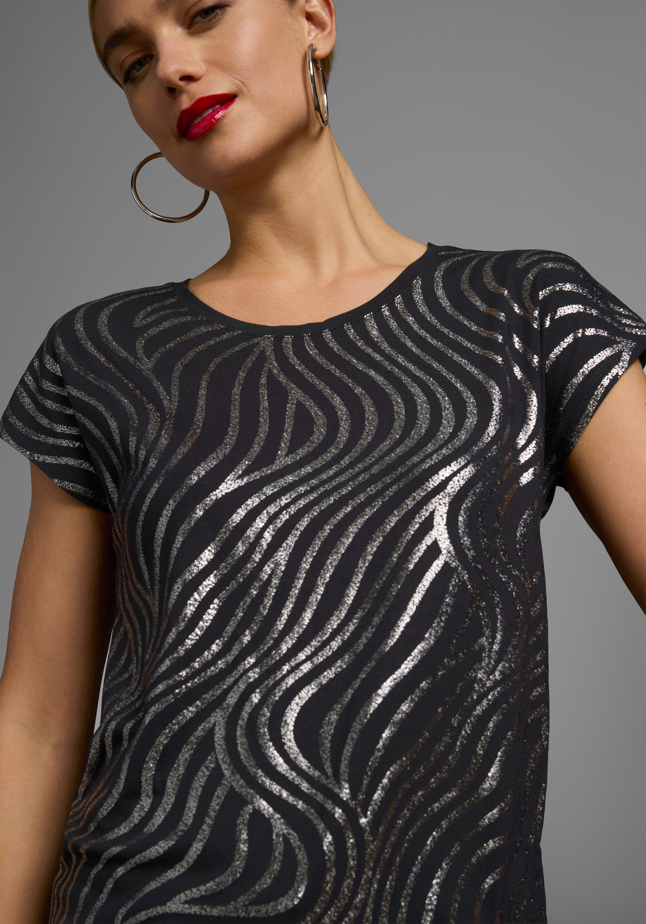 Laura Scott Rundhalsshirt , Kurzarm,  figurumspielend,  aus elastischem Single Jersey