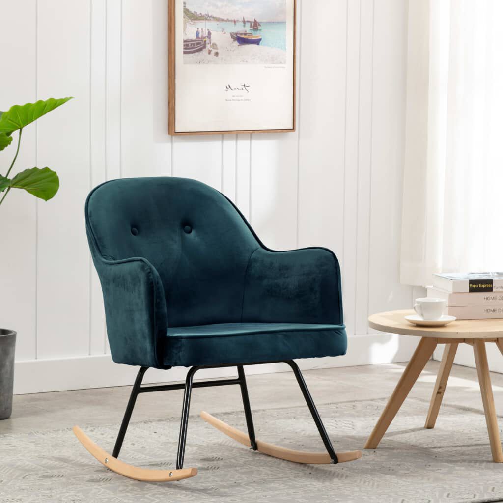 vidaXL Schommelstoel Blauw Bekleed met Fluweel