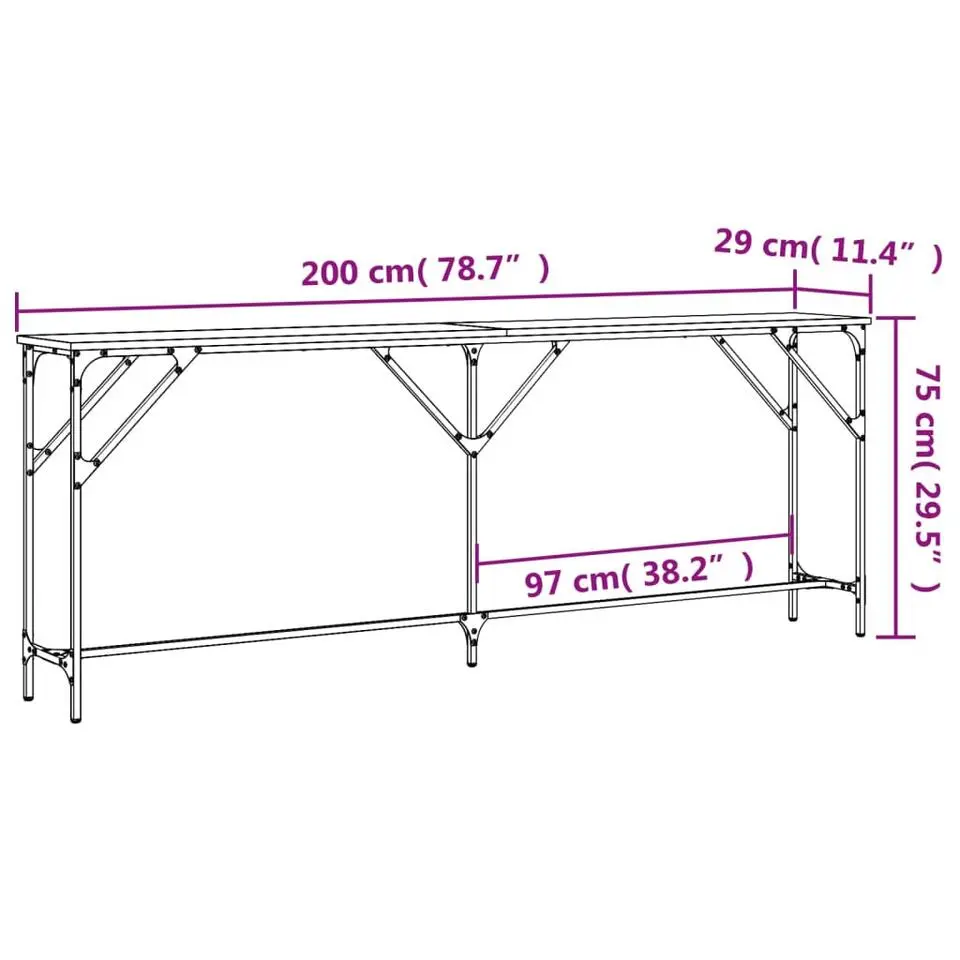 vidaXL - Consoletafel - Sonoma eiken - Bewerkt hout - 200x29x75 cm