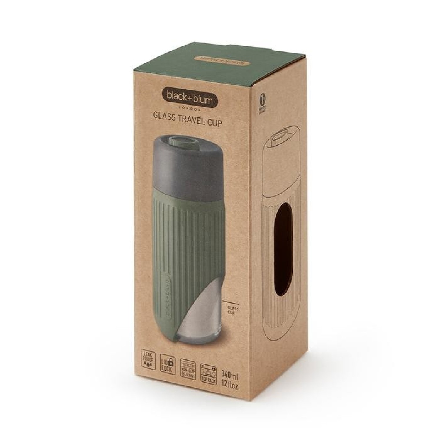 Black   Blum Glas-Reisebecher Black Blum 340ml Olive