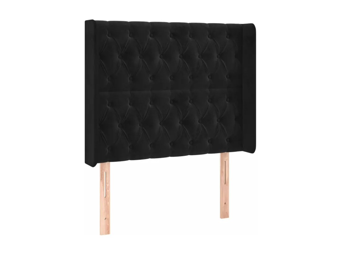 Sommier tapissier avec matelas et LED Noir 90x190 cm Velours