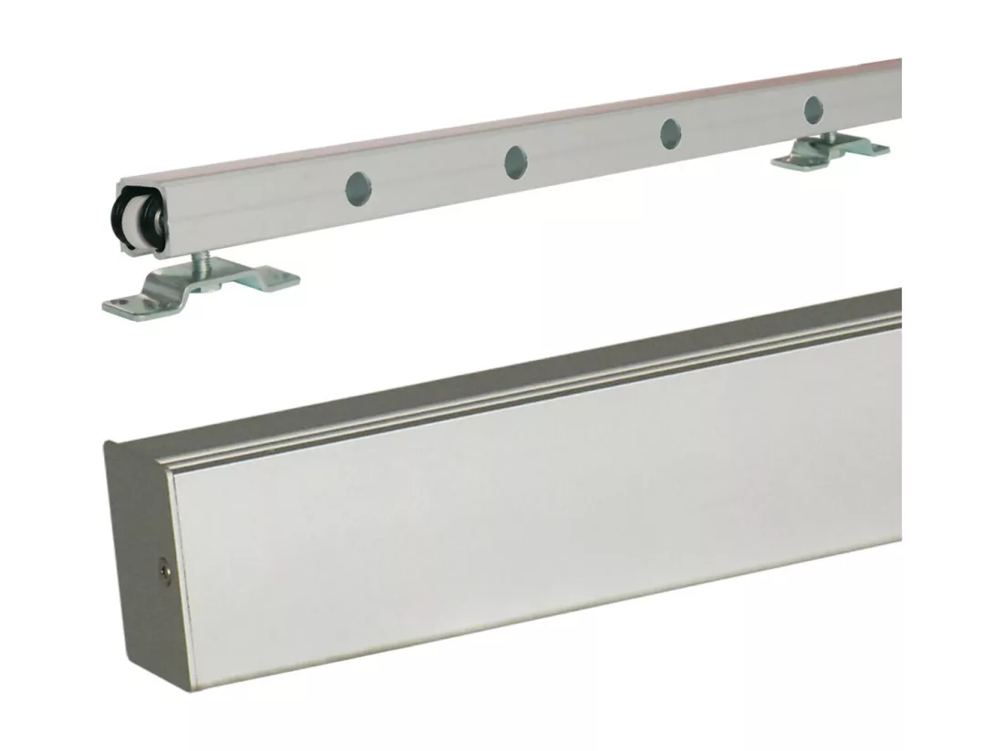 Porte Coulissant Atelier Noir Vitre Depoli H204 X L83 + Rail Alu Gd Menuiseries