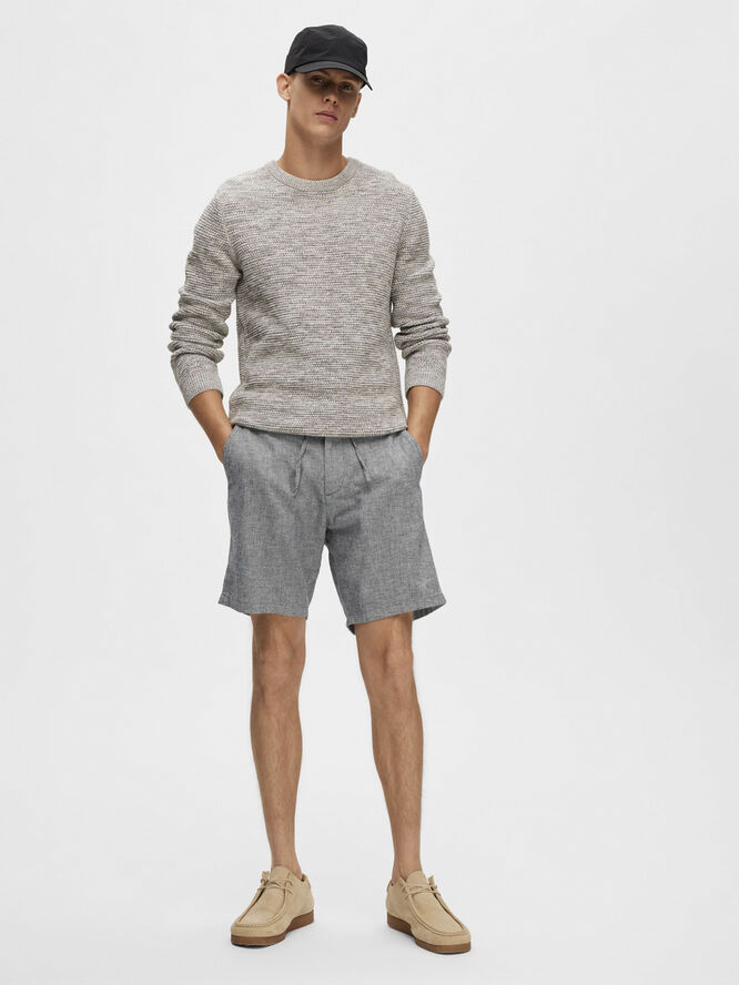 Selected Homme SLHREGULAR-BRODY LINEN SHORTS NOOS Sky captain/mixed w. oatmeal