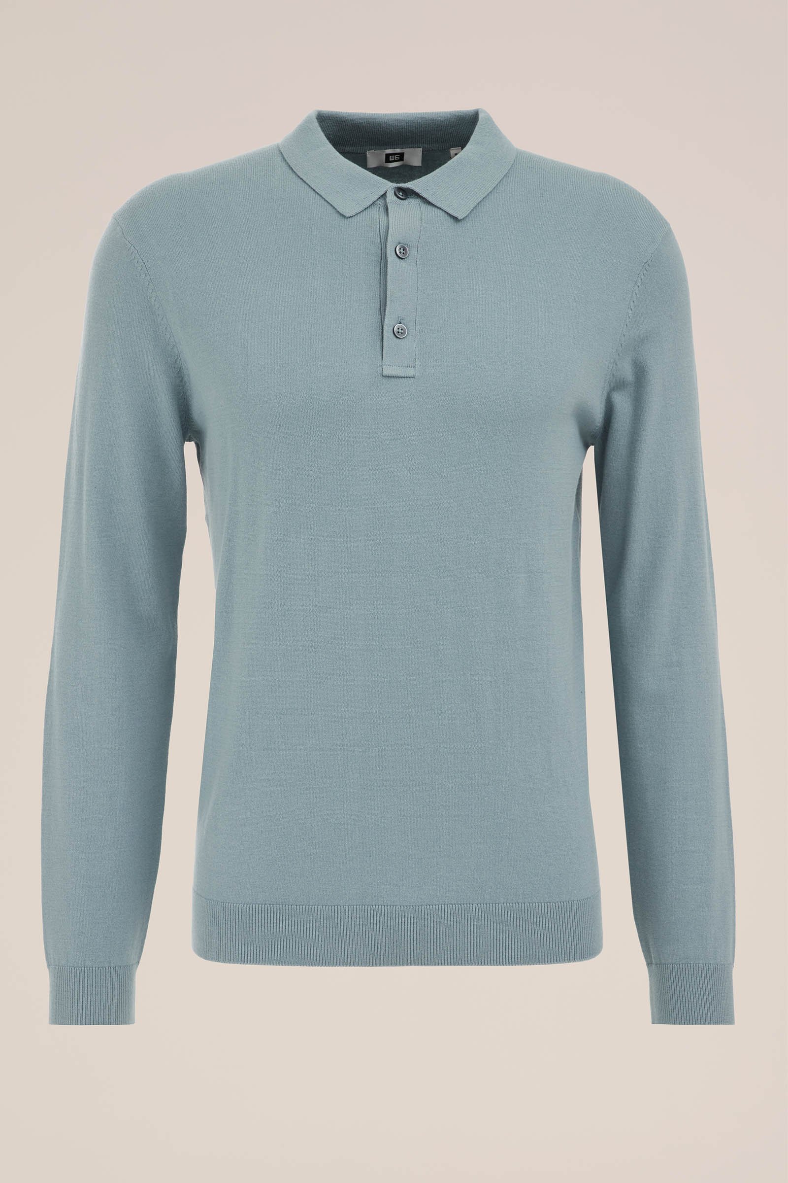 fijngebreide polo Fundamentals Pastelblauw