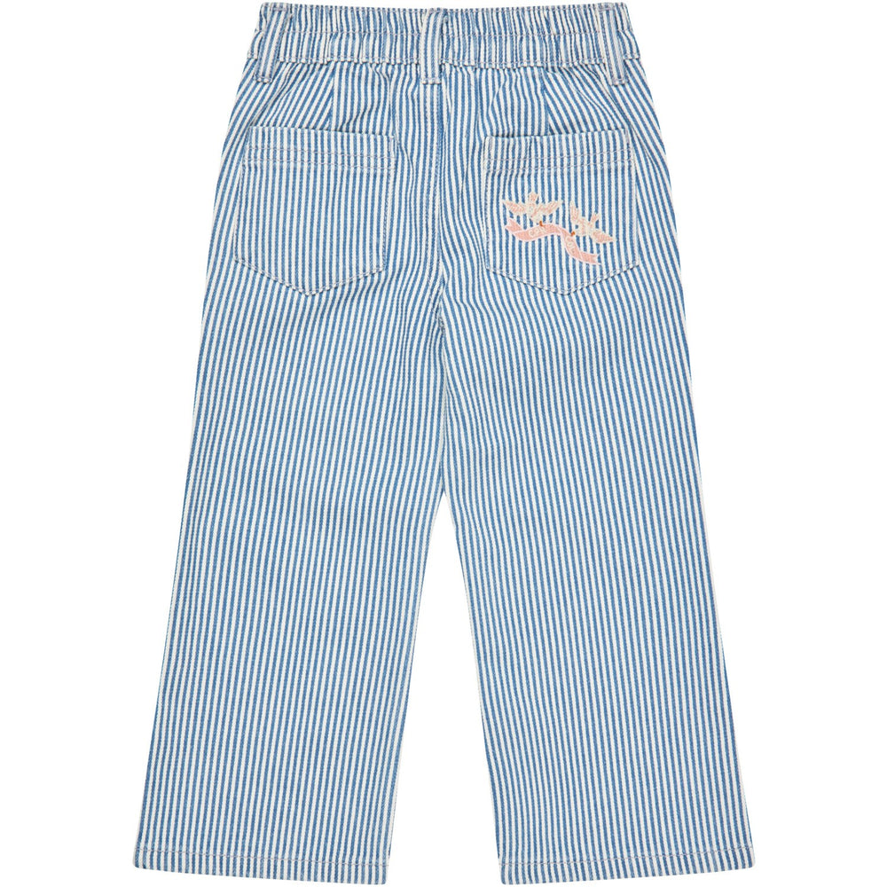 Køb COPENHAGEN COLORS Denim Blue Stripe Y/D Twill Pant W. Wide Leg Og Embroidery