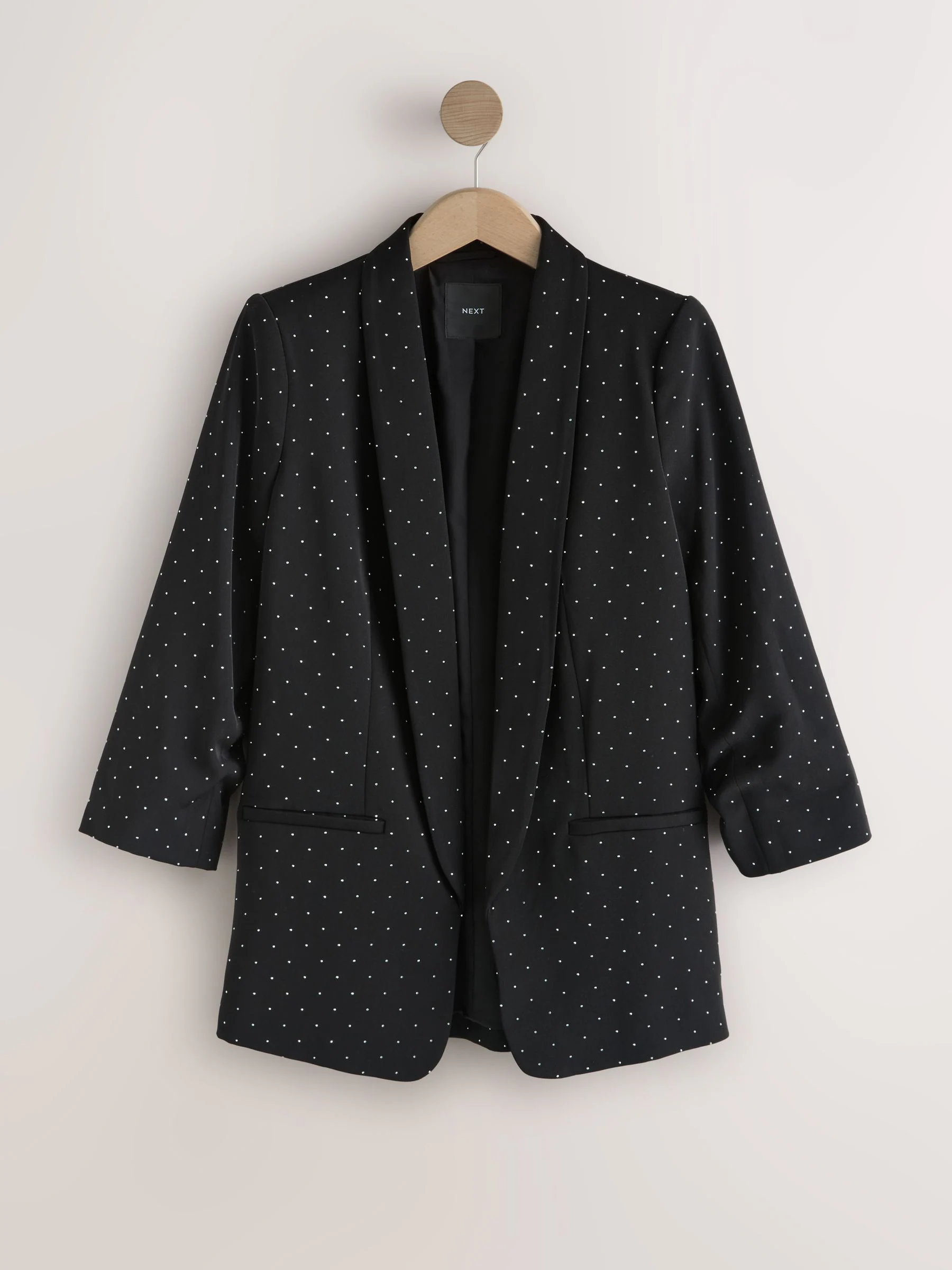 Zwart - Versierde gelegenheidsblazer met ruches aan de mouwen en studs