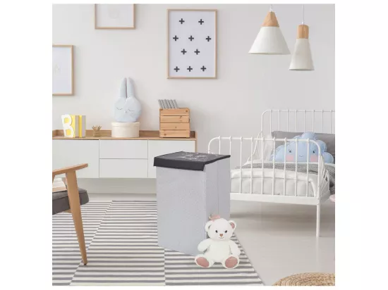 Panier à linge - L 35 cm x l 30 cm x 58 cm - Gris