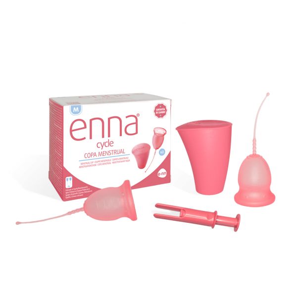 Enna Cycle Easy Cup Copo Menstrual M 2 Unidades   Caixa para Esterilizar e Transportar