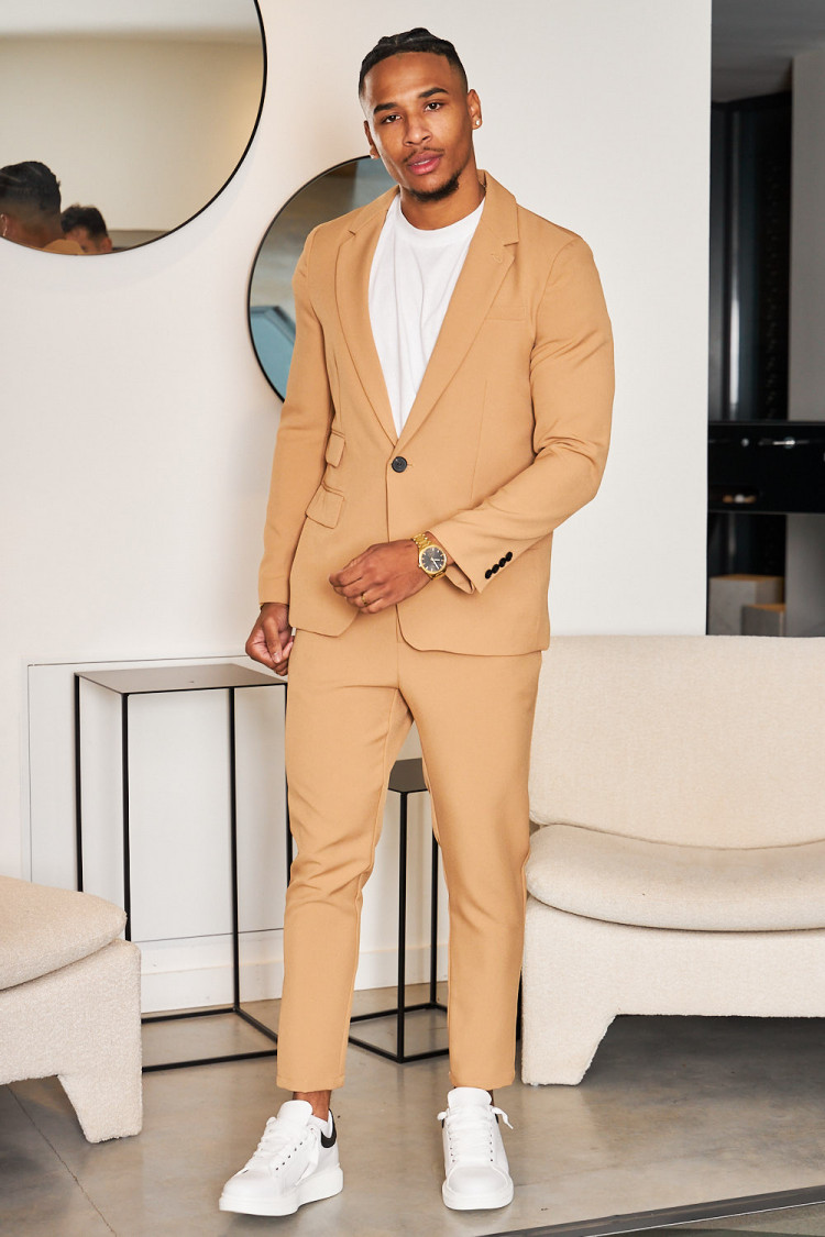 Costume 2 pièces blazer + pantalon camel