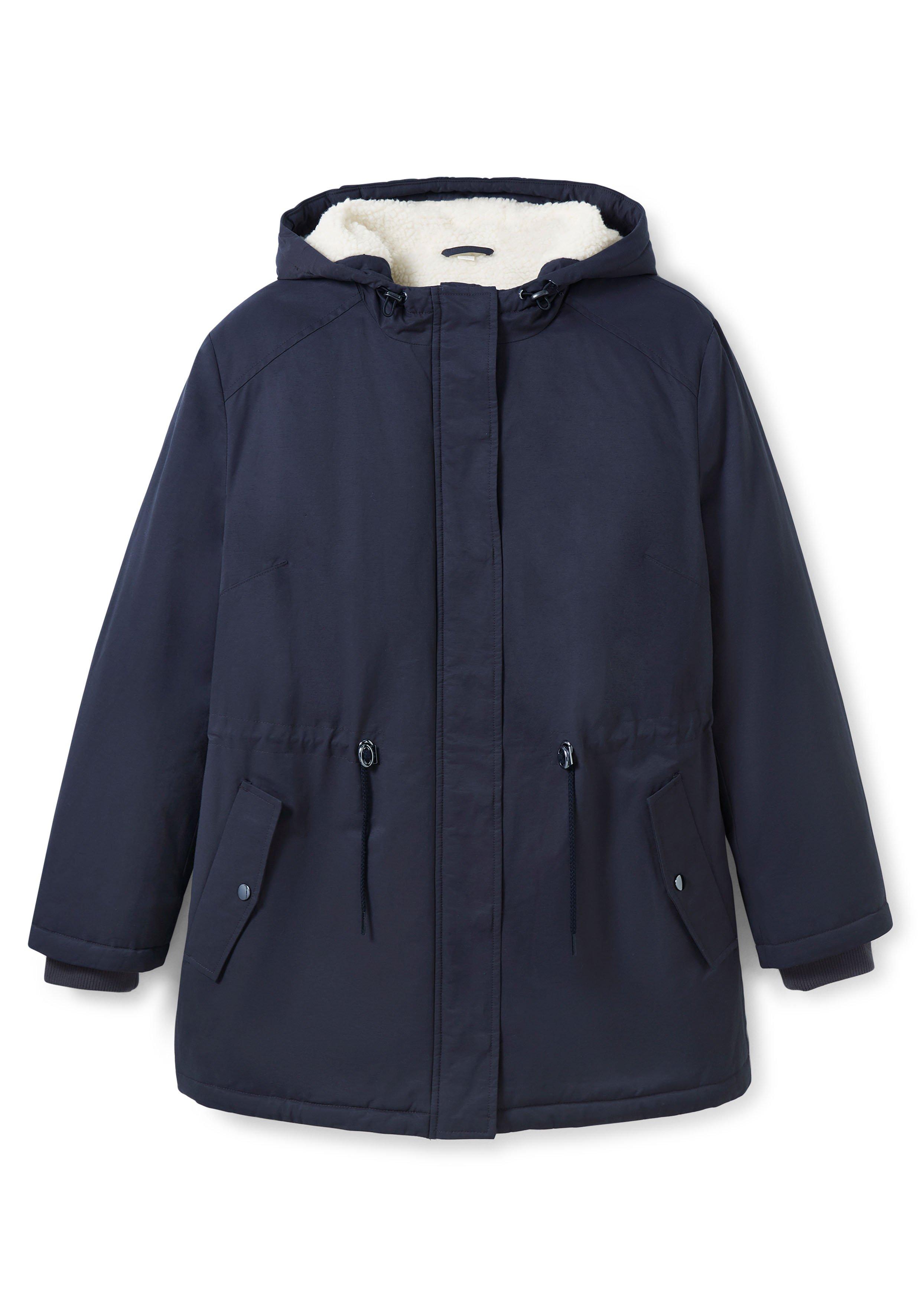Longparka mit Teddyfutter und Taillen-Tunnelzug