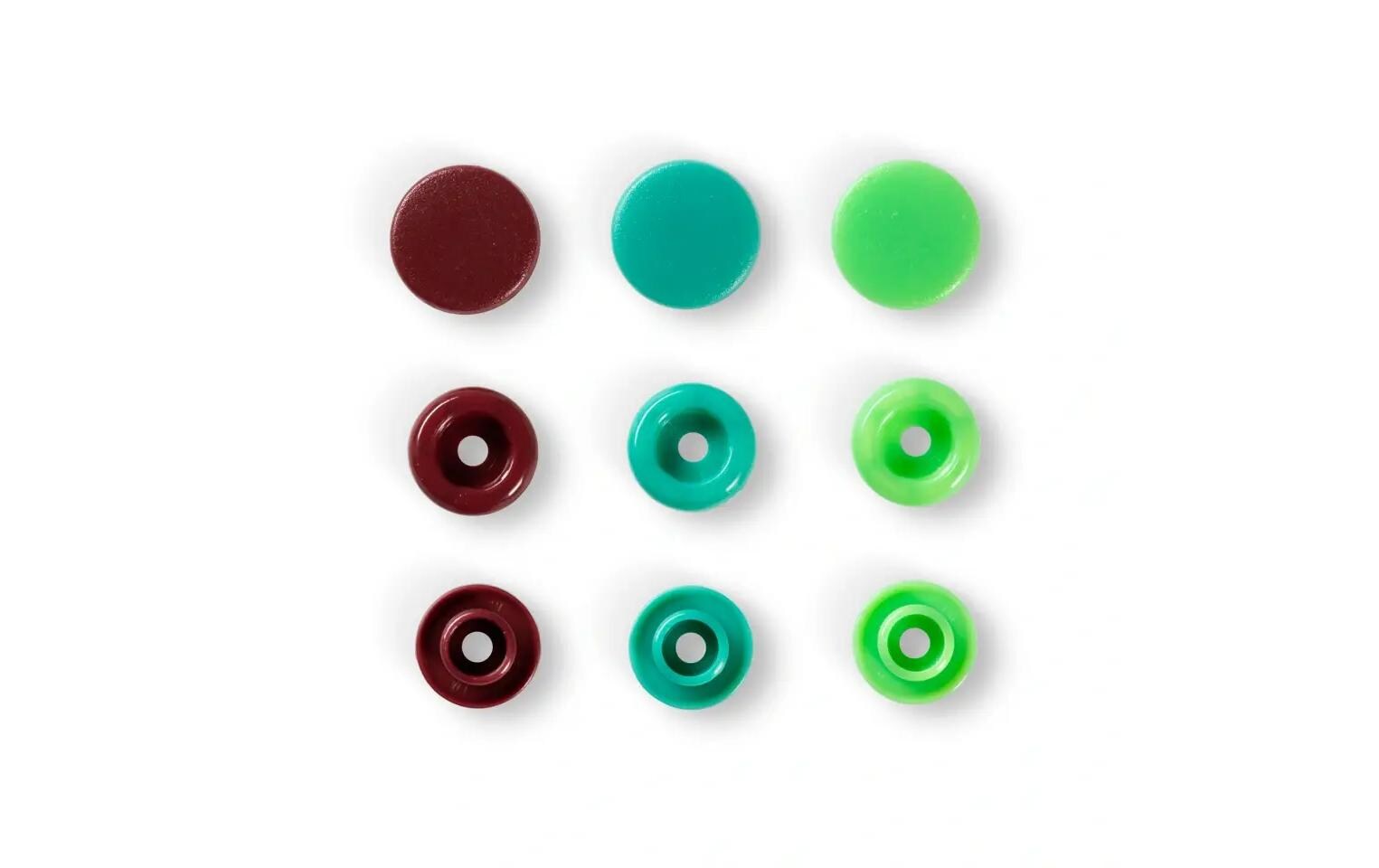 Druckknöpfe Color Snaps Grün/Braun, 12.4 mm, 30 StückNähfreie Druckknöpfe