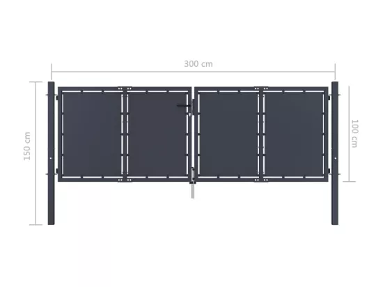 Portail de jardin Acier 300 x 100 cm Anthracite