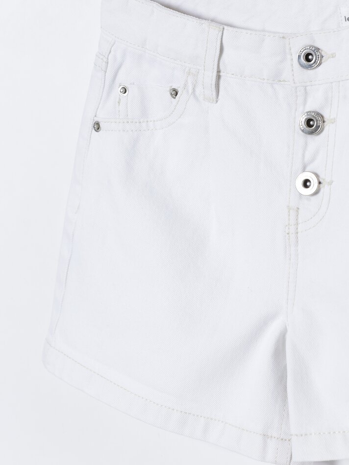 Shorts jeans plissados - Branco e Rosa