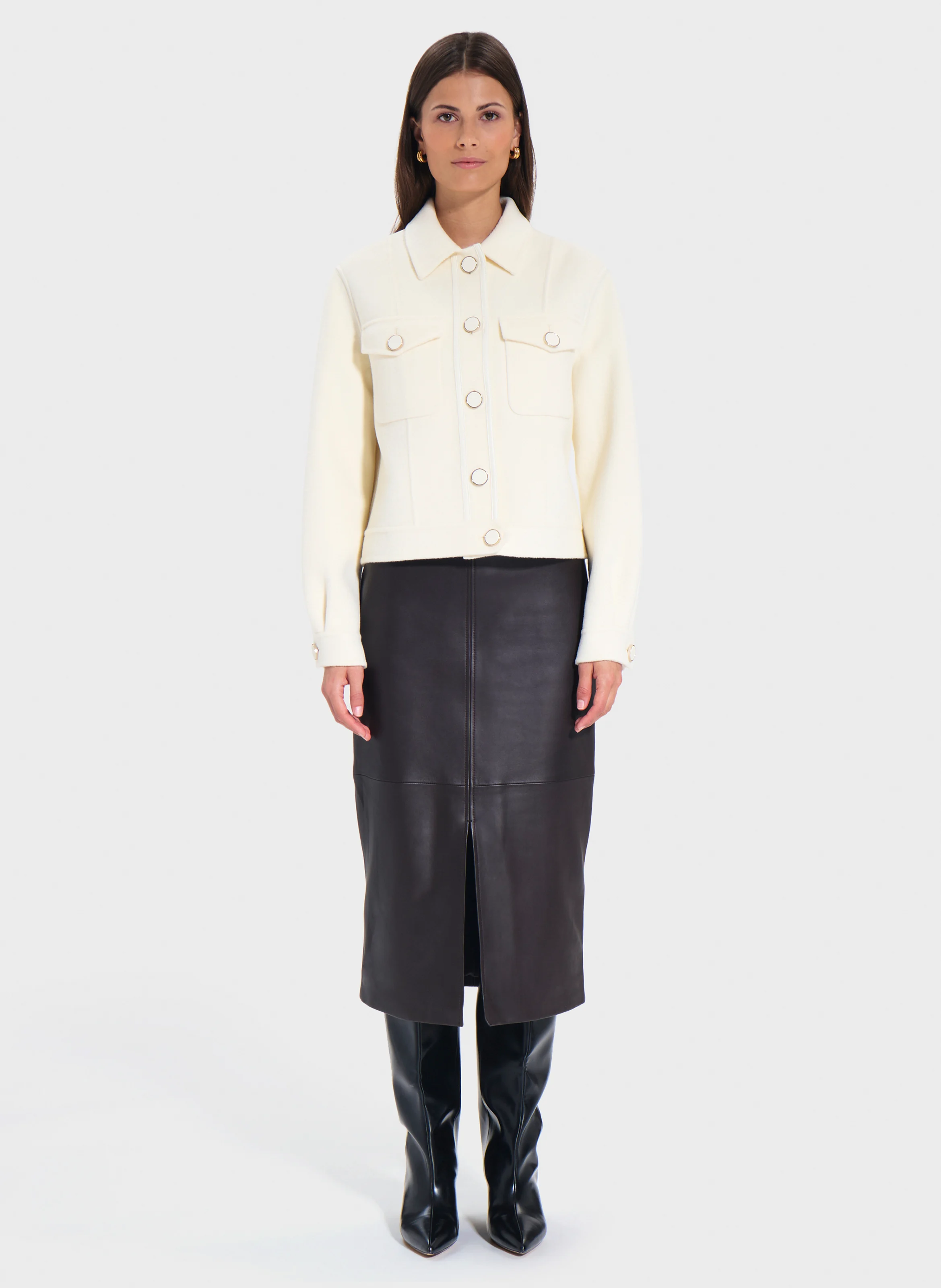 VAILLY - Veste col classe en laine mélangée | Blanc