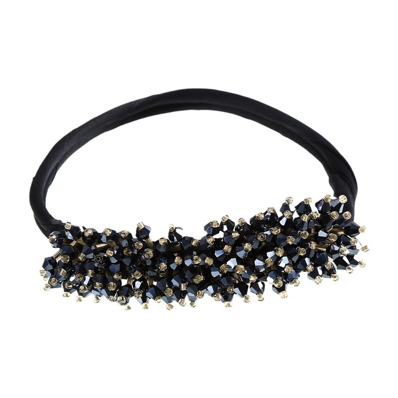 (32cm) Perlen Haarreif Haarband Verstellbarer Dutt Haarschmuck - Blau / Gold
