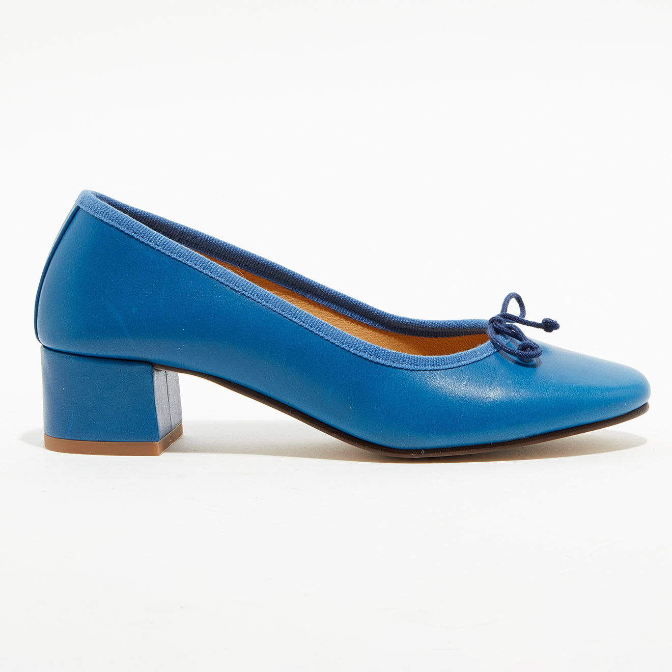 Quartier Latin Ballerines trotters en Cuir Diane bleu cyan - Talon 4 cm