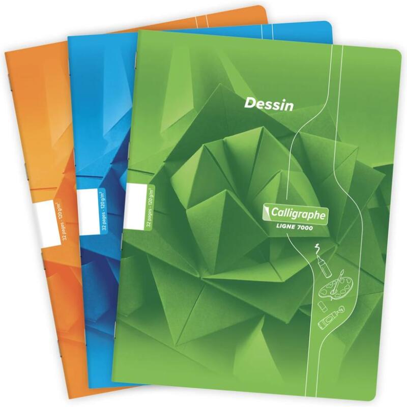 Cahier Dessin scolaire piqué 7000 24x32 cm 32 pages uni 120g - Assortis