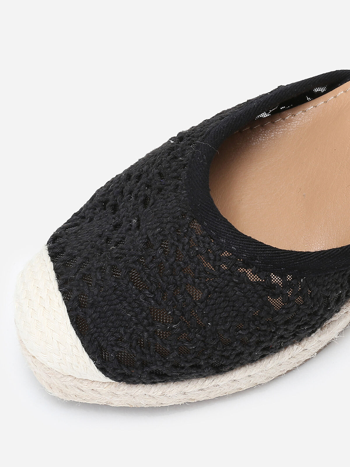 Espadrilles compensées dentelées à nouer- Noir