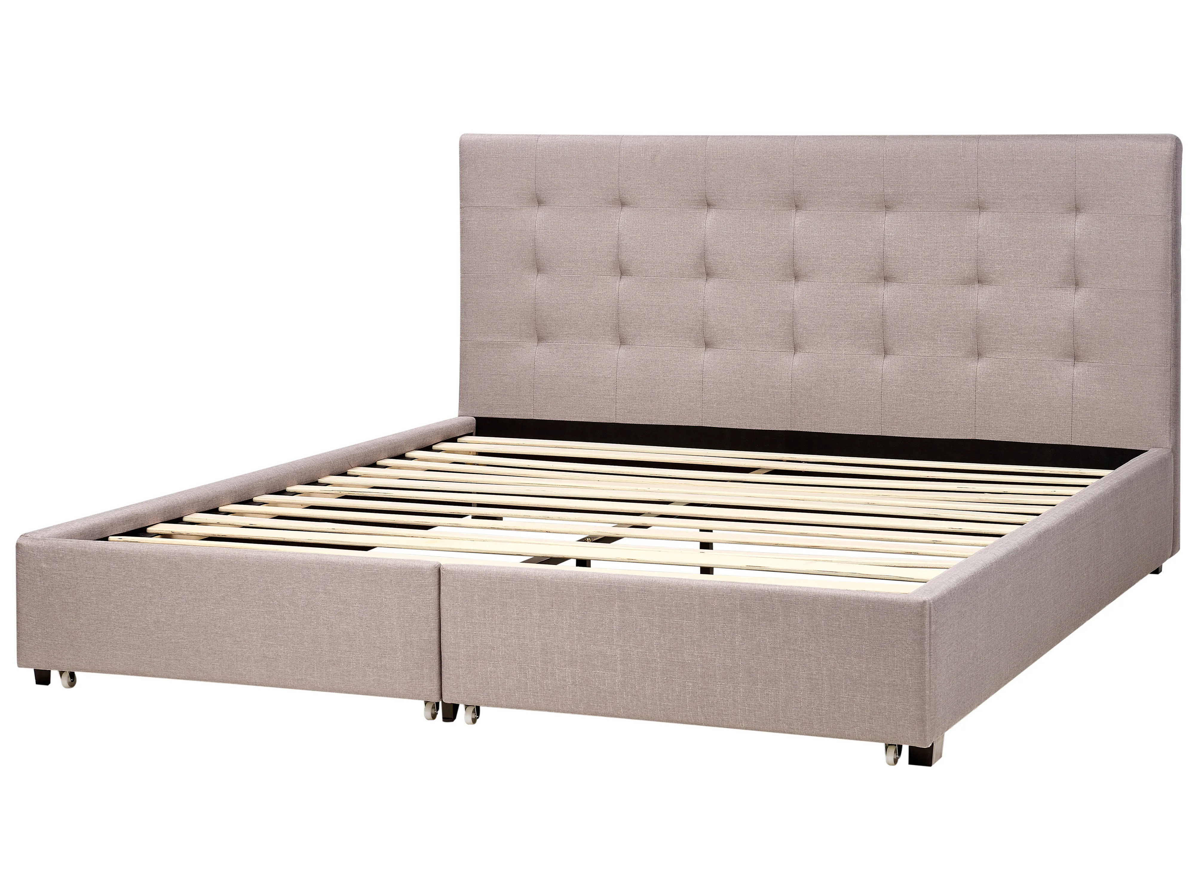 Bed met opbergladen Stof LA ROCHELLE 180 x 200 cm Lichtgrijs