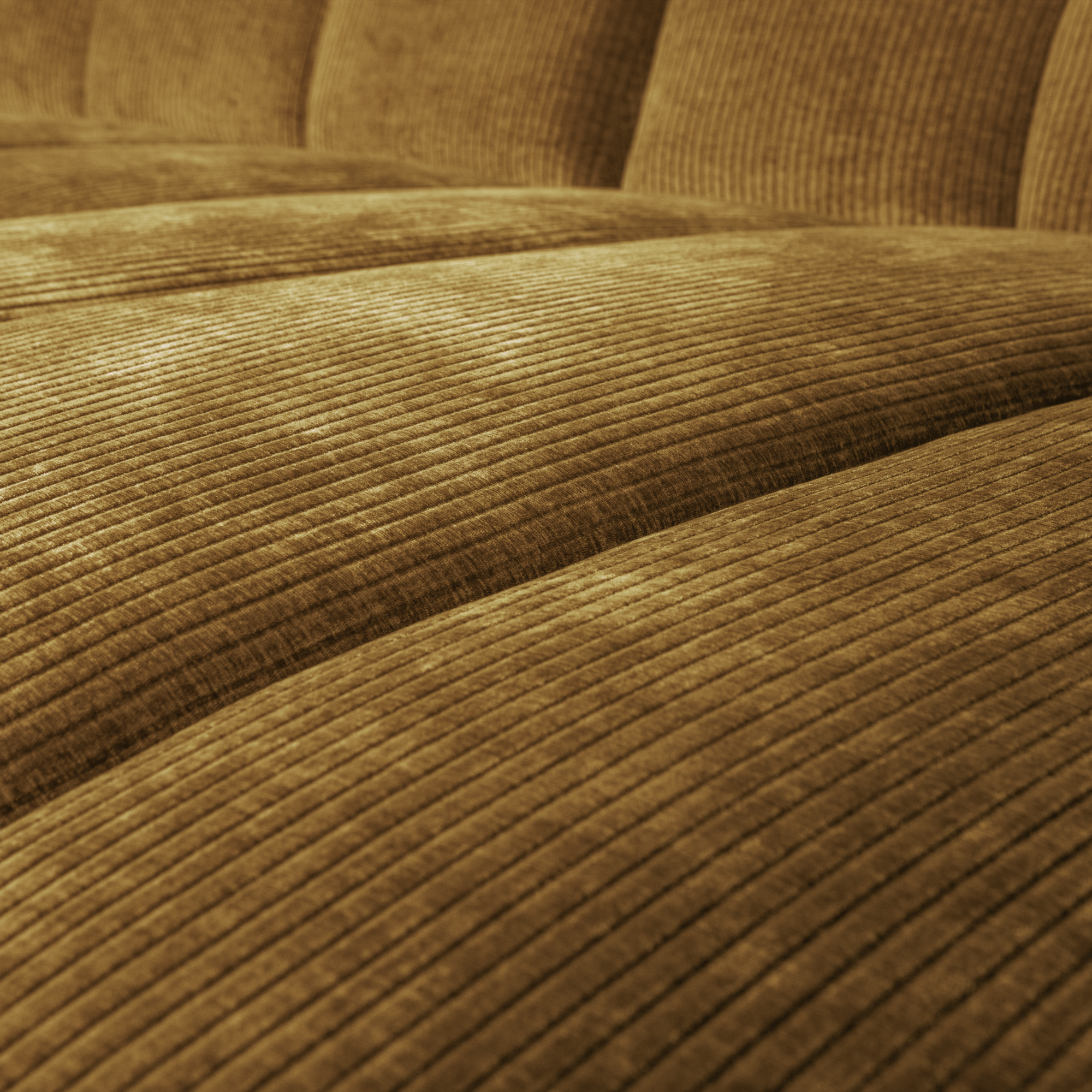 Chaise Longue Mojo Mojo Chaise Longue Rechts - Geweven Ribstof - Honinggeel