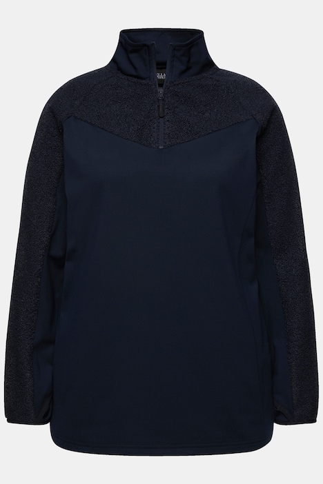 Sweatshirt, Stretch, Teddyfleece, Troyerkragen, Langarm