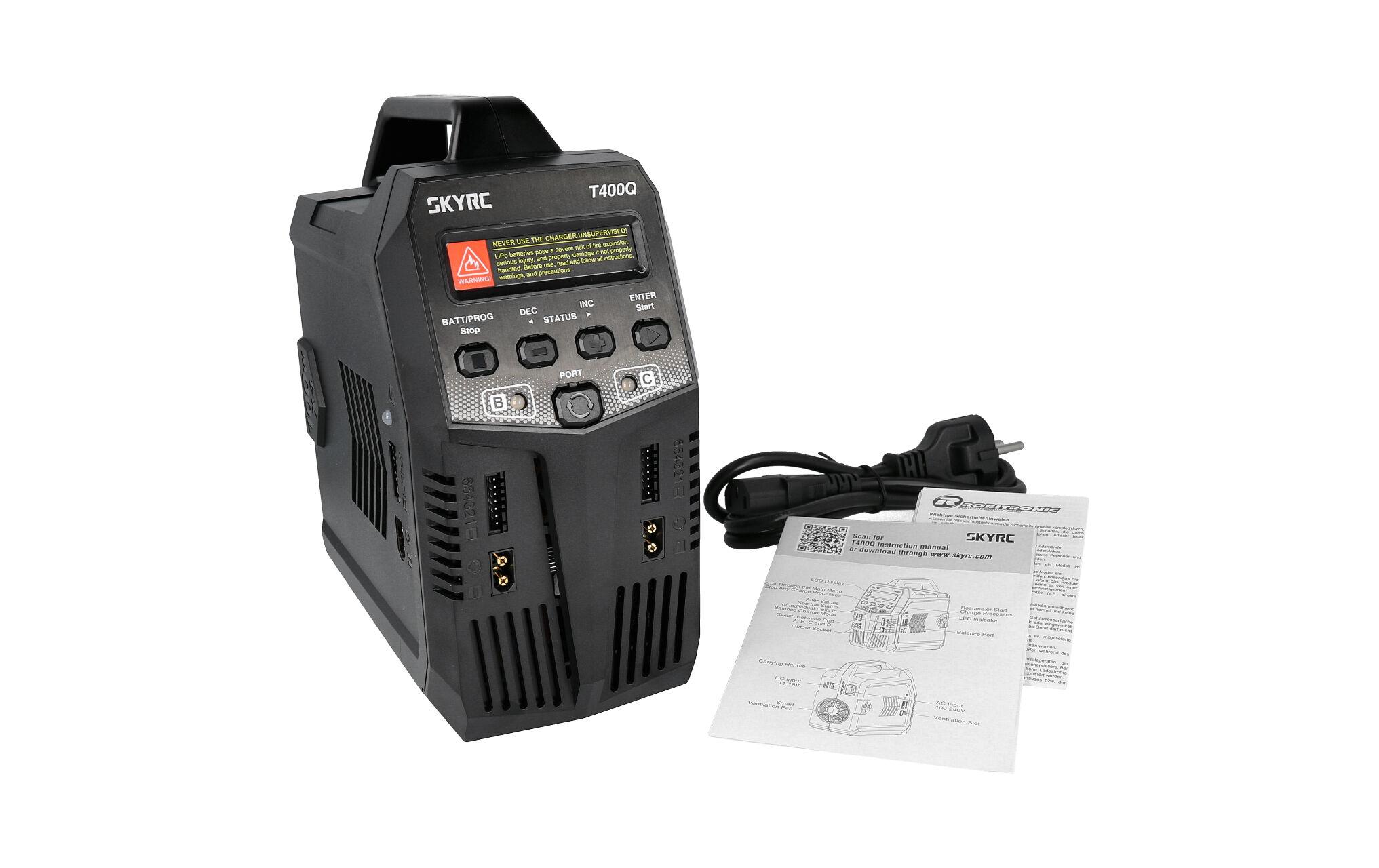 Quad-Ladegerät T400Q AC/DC 1-6S<br>Modellbau Ladegerät mit 4 unabhängige Ladekanälen